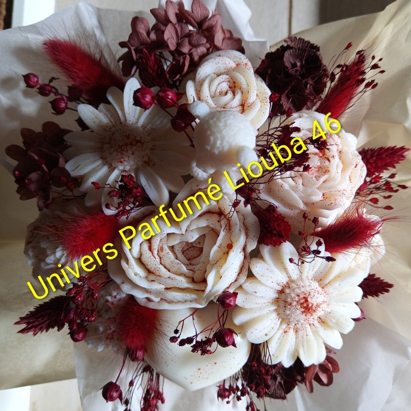 Bouquet de Cire Crème & Bordeaux