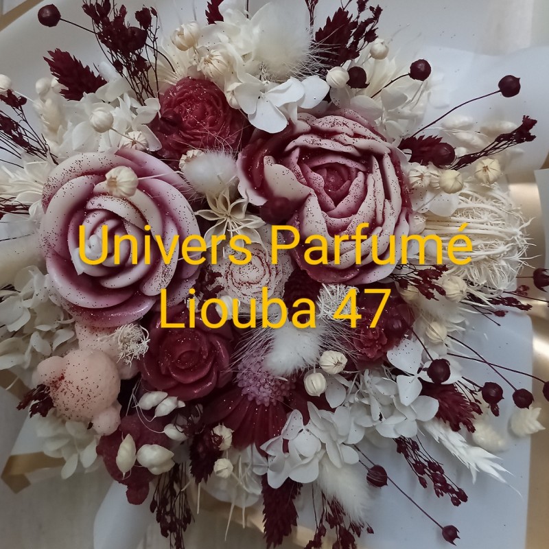 Bouquet de Cire Bordeaux & Blanc