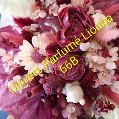Bouquet de Cire Bordeaux & Rose