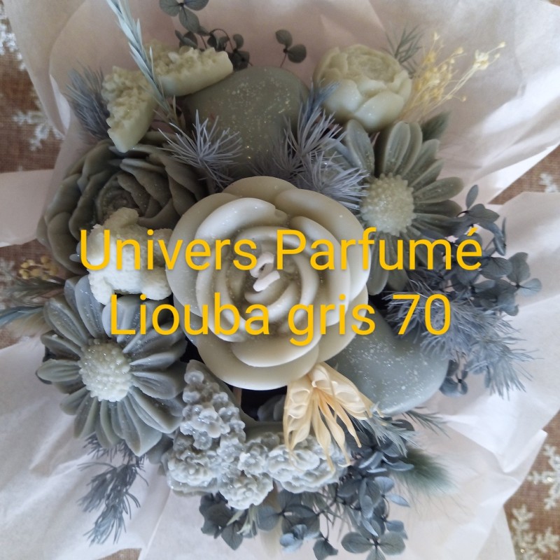 Bouquet de Fleurs de Cire Gris & Blanc