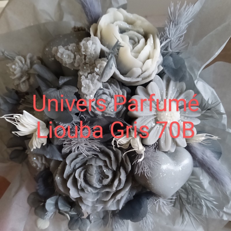 Bouquet de Fleurs de Cire Gris & Blanc