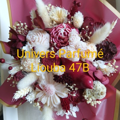 Bouquet de Cire Bordeaux & Blanc