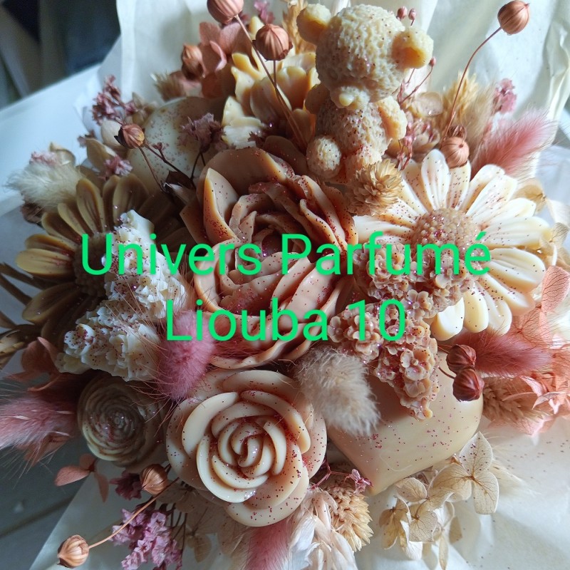 Bouquet de Fleurs de Cire Rose & Caramel