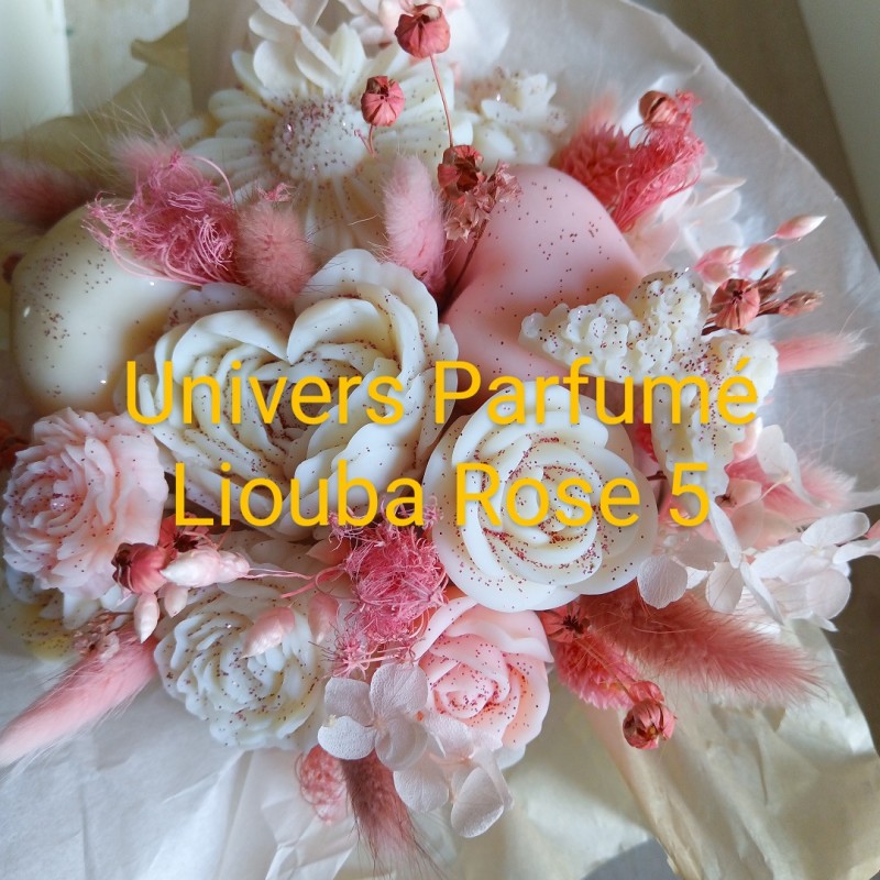 Bouquet de Fleurs de Cire Rose & Blanc