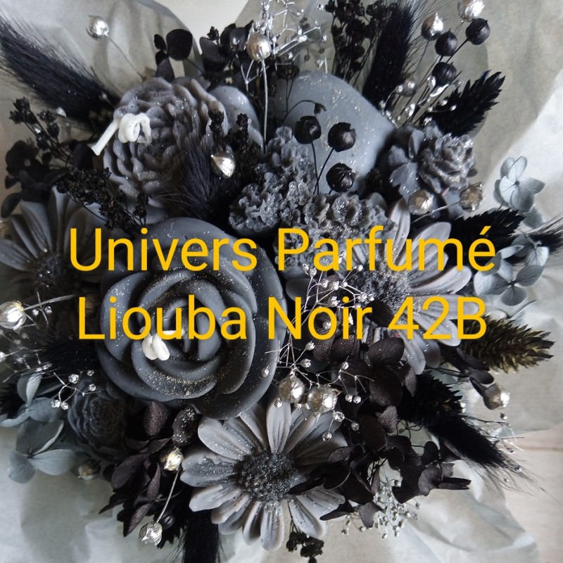 Bouquet de Fleurs de Cire Noir & Gris