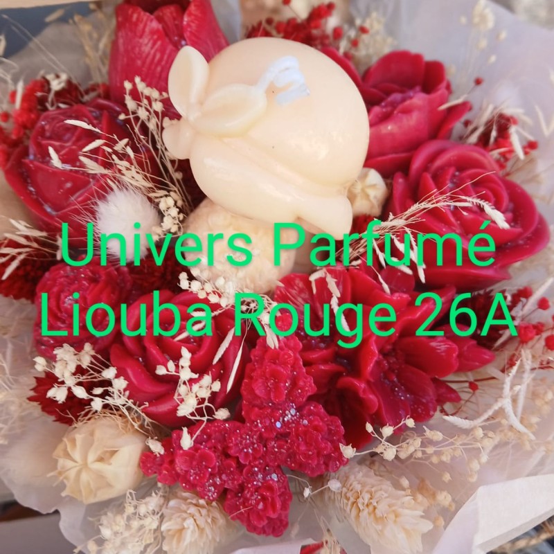 Bouquet de Fleurs de Cire Rouge et Blanc