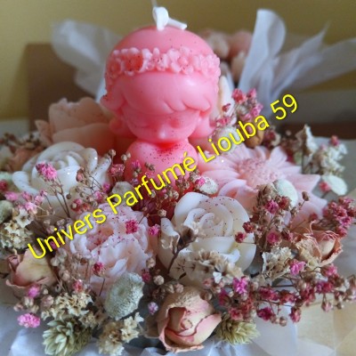 Bouquet de Fleurs de Cire Champêtre Rose