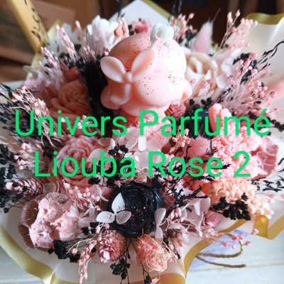 Bouquet de Fleurs de Cire Rose & Noir