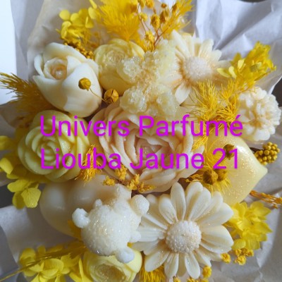 Bouquet de Fleurs de Cire Jaune & Blanc