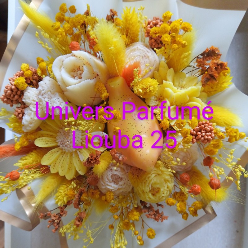 Bouquet de Fleurs de Cire Jaune & Orange