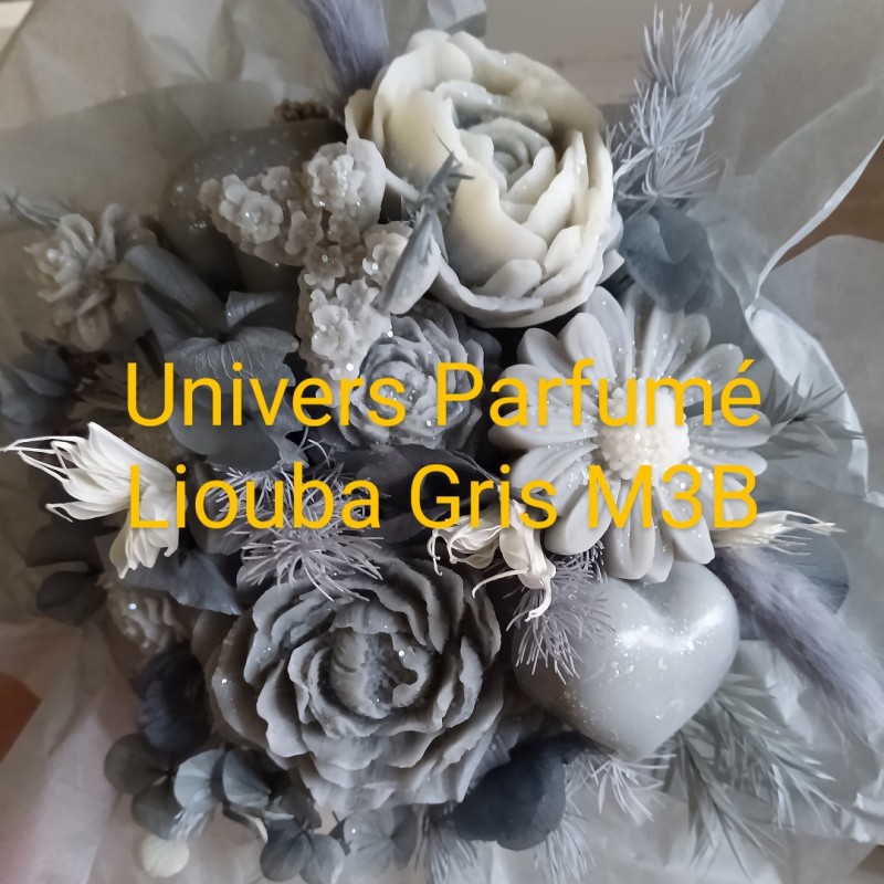 Bouquet de Fleurs de Cire GRIS