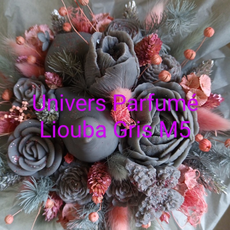 Bouquet de Fleurs de Cire GRIS